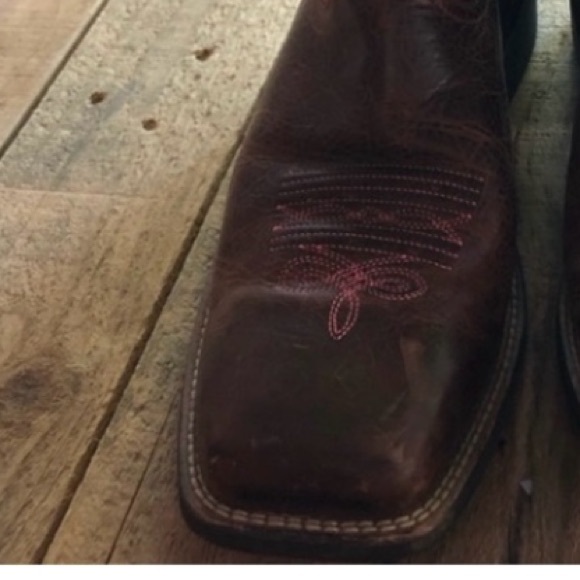 Ariat boots Full-grain brown & pink genuine leather foot&shaft boot womens 11B - Picture 4 of 8